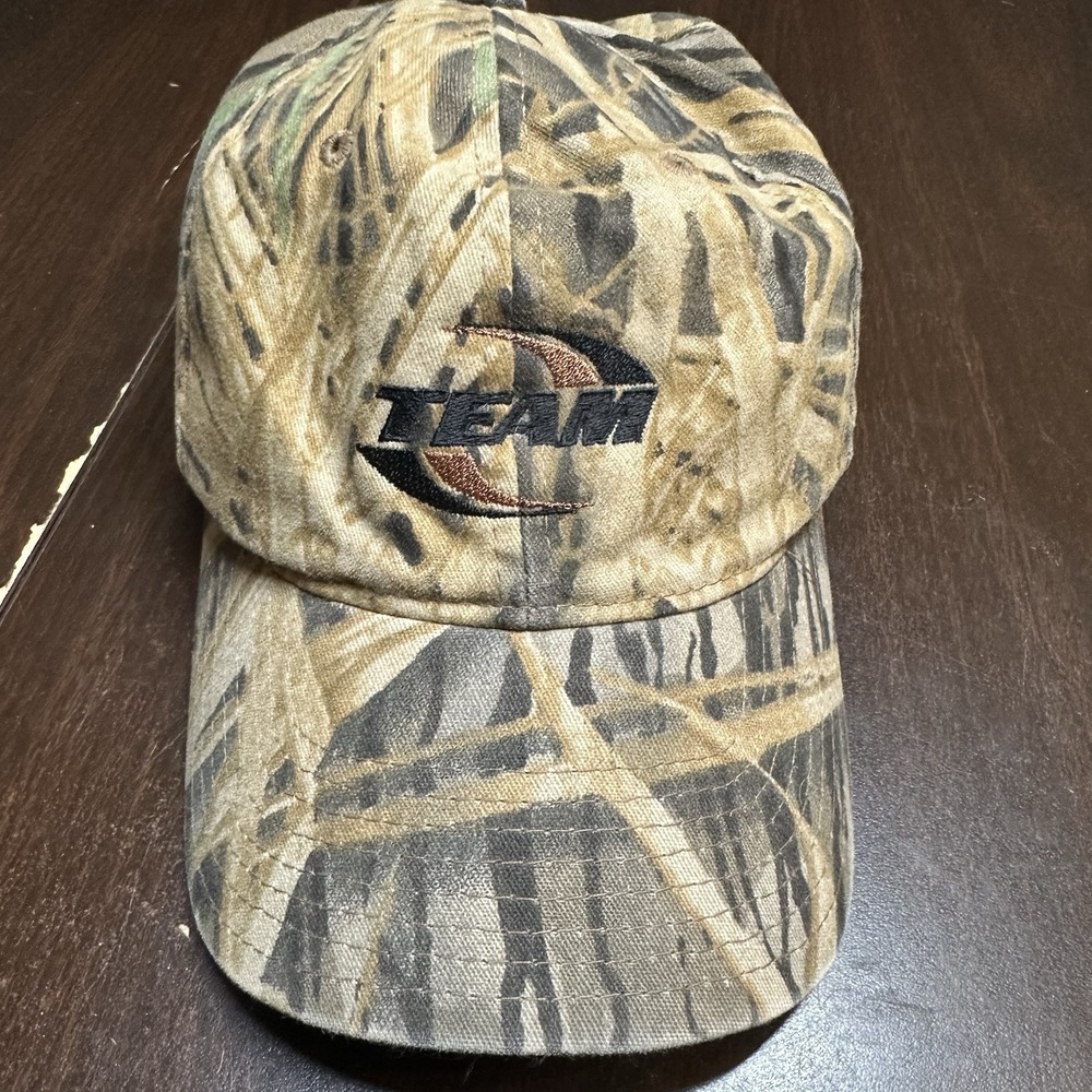 Vintage Team Industries Camo Duck Hunting Strapback Hat Mossy Oak Style Cap